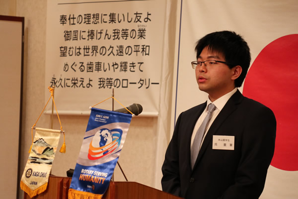 5月10日　新米山奨学生　呉亜軍君（中国）例会初参加